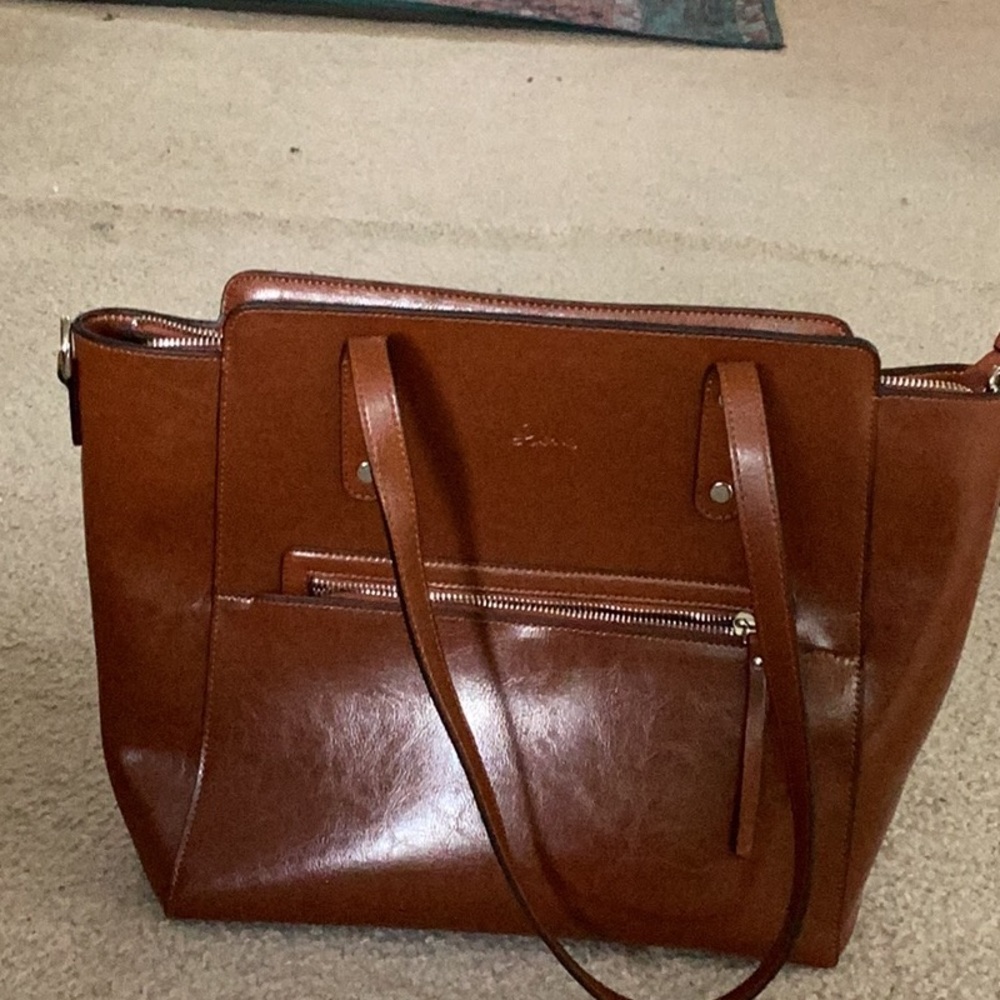Leather tote brown